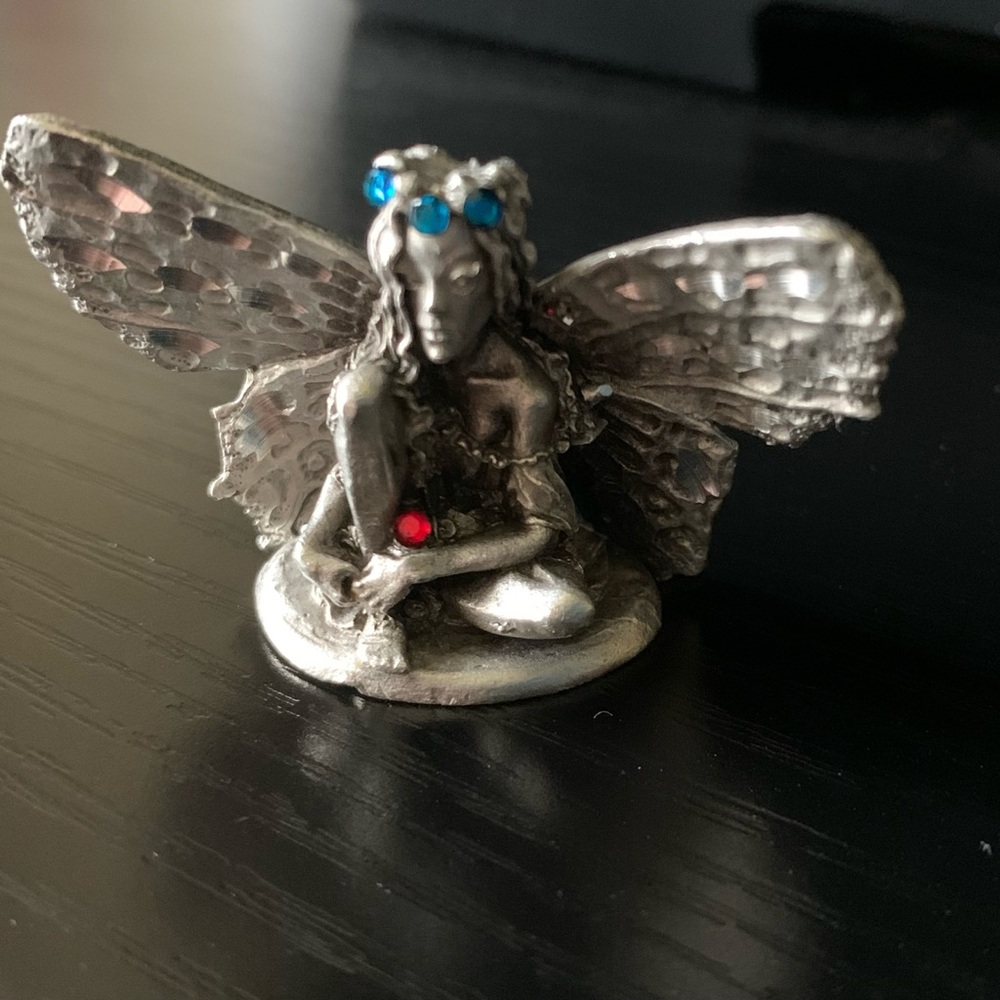 Pertha Pewter fairy! 1 inch tall pewter figurine with blue stone headpiece